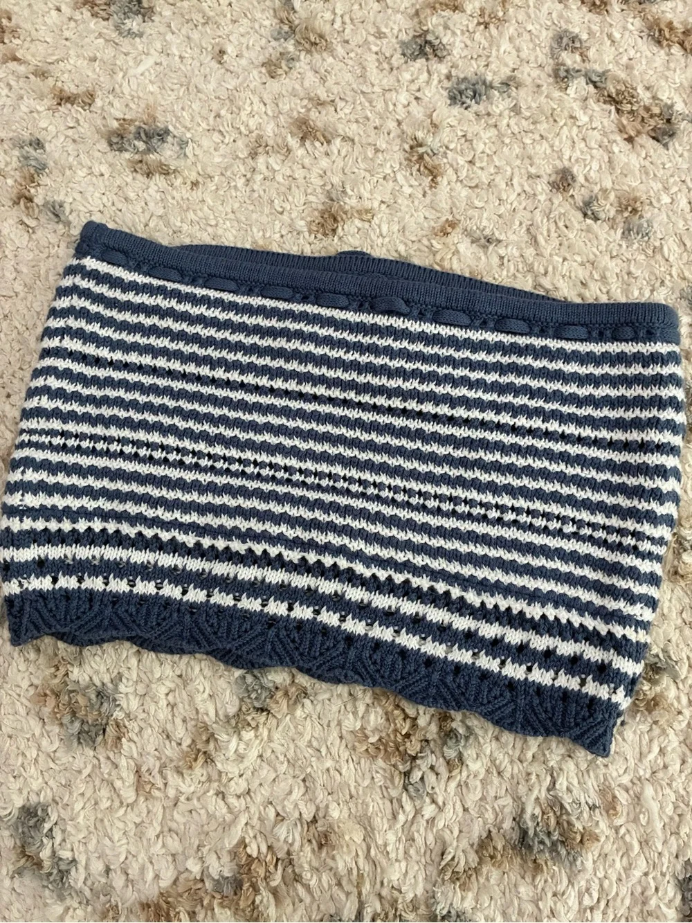 Hollister Blue and White Striped Knit Tube Top